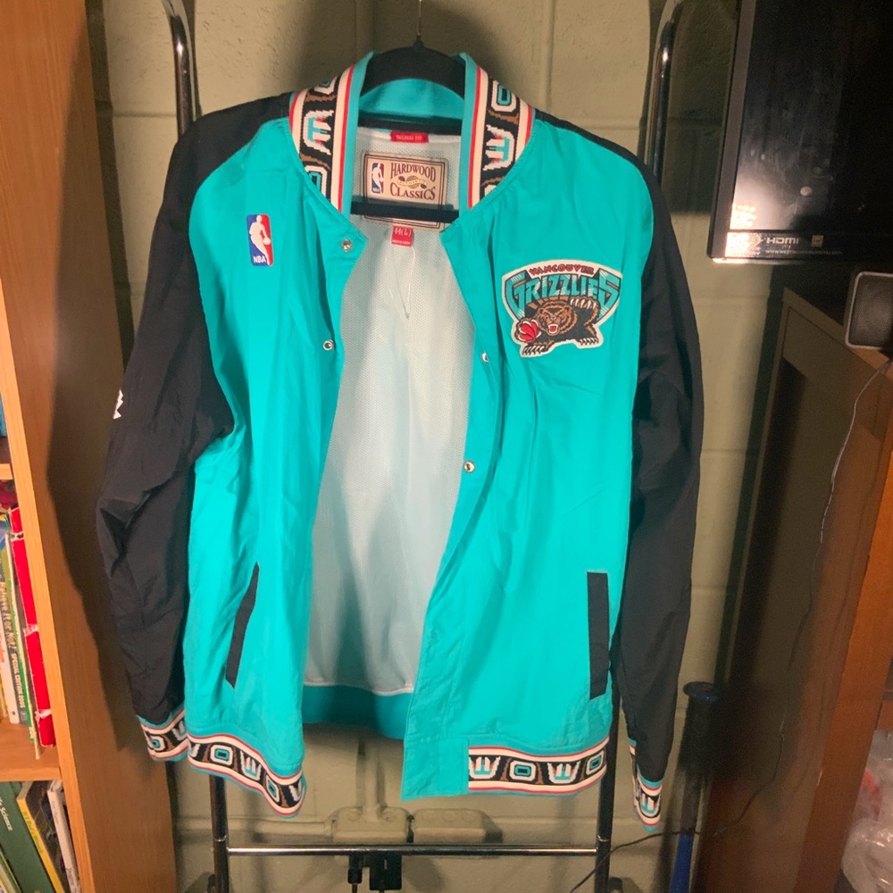 Mitchell & Ness Teal and Black Grizzlies Bomber Jacket